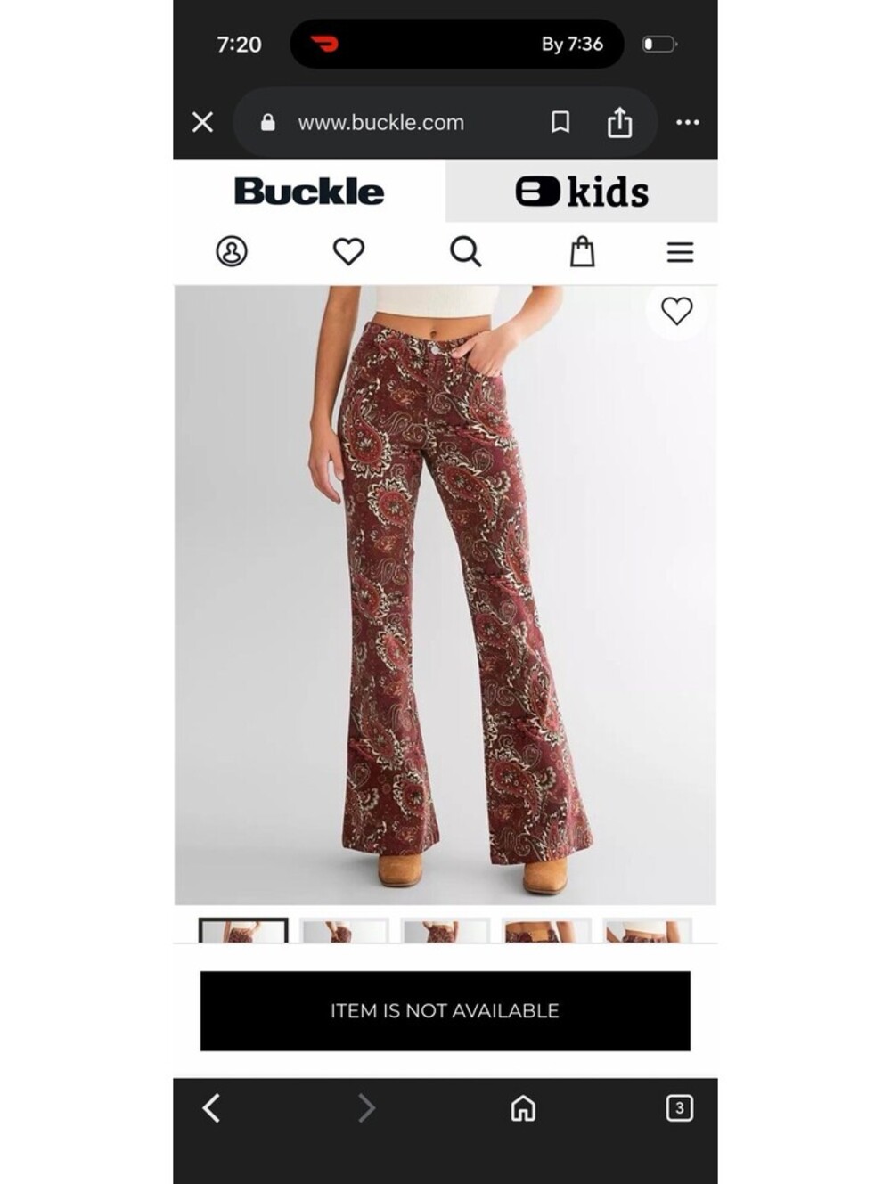 Woman’s Buckle Sold Out Paisley Sterling & Stitch Courdoroy Flare Pants Y2K